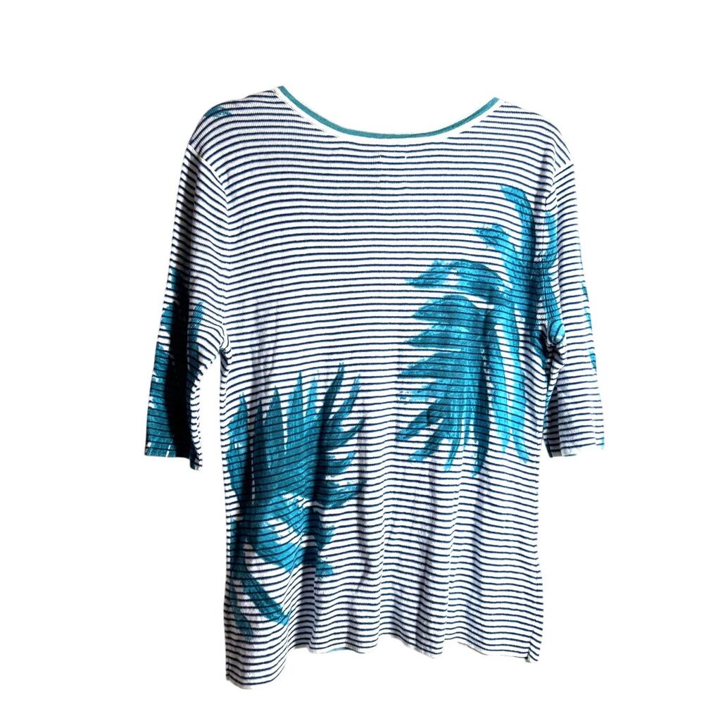 NIC + ZOE Leaving Lines Top NWT $148 SS Linen Blend Blue Teal Size L - Picture 6 of 9